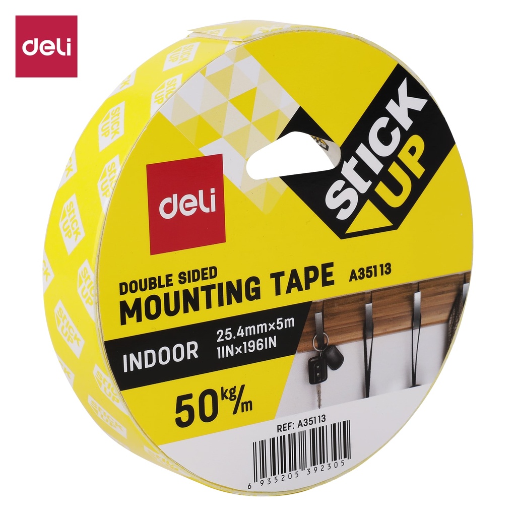 DELI STICKUP MOUNTING TAPE 1INCHx5M 50KG A35113