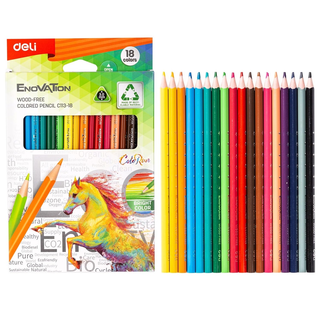 DELI ENOVATION WOOD FREE COLOR PENCIL 18COLOR FULL C113-18