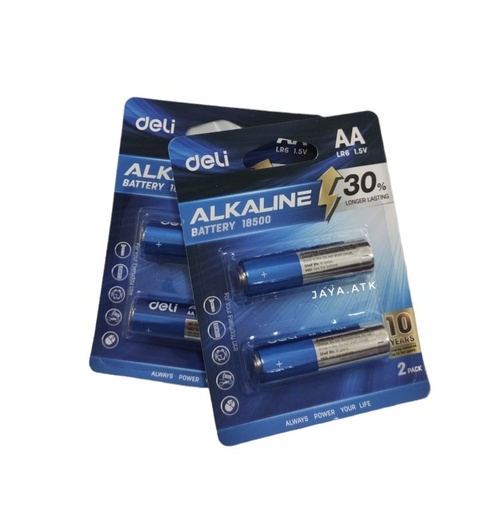 [Electronic] DELI ALKALINE BATTERY AA 2PCS LR06 1.5V 18500