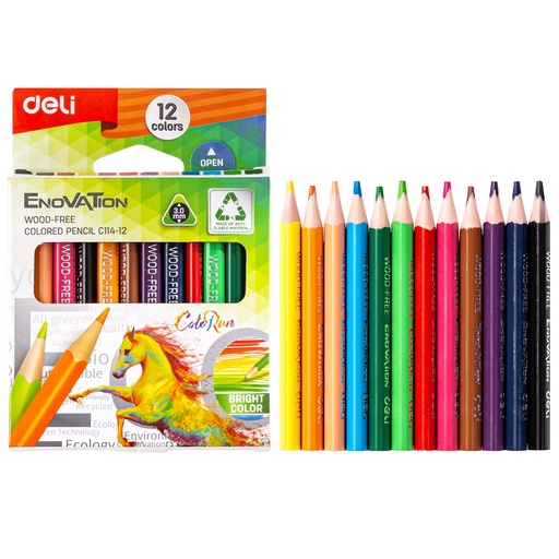 [Pen] DELI ENOVATION WOOD FREE COLOR PENCIL 12COLOR HALF C114-12