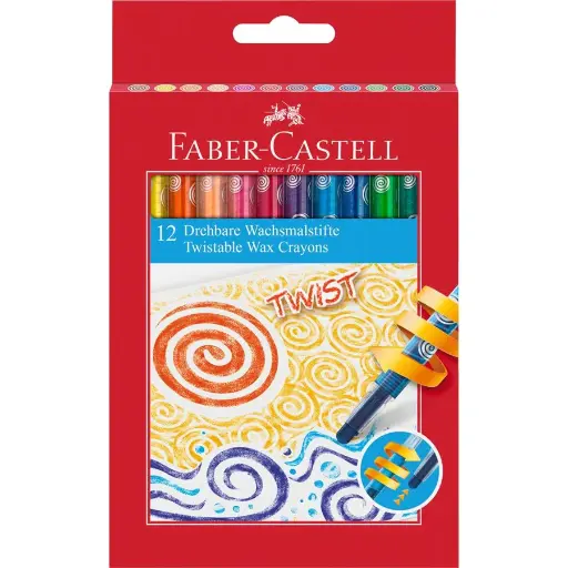 12 RETRACTABLE WAX CRAYONS FABER CAST120013