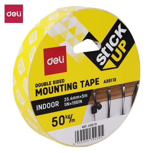 DELI STICKUP MOUNTING TAPE 1INCHx5M 50KG A35113