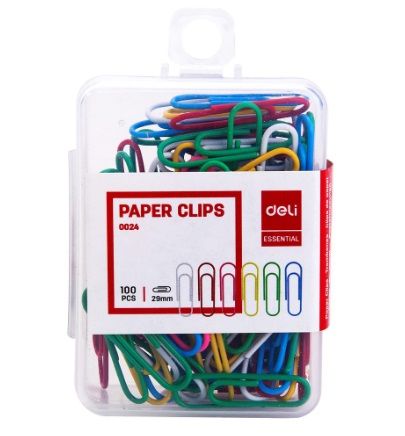 [Office] DELI ESSENTIAL COLORED PAPER CLIP 29MM 0024