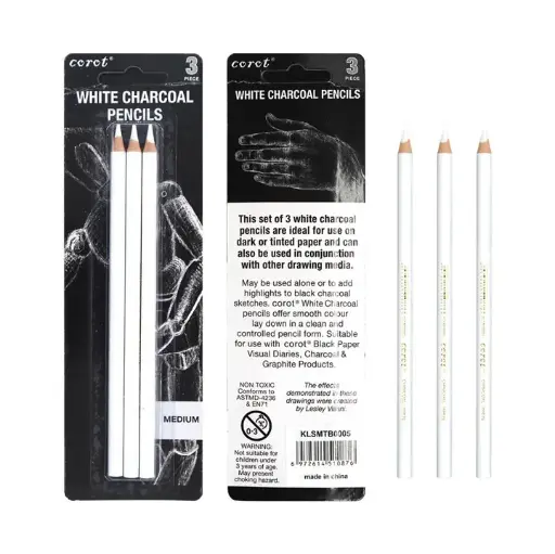 BIANUYO WHITE CHARCOAL PENCIL 3PCS YM-4236
